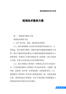 現(xiàn)場(chǎng)技術(shù)服務(wù)方案與保障措施詳解